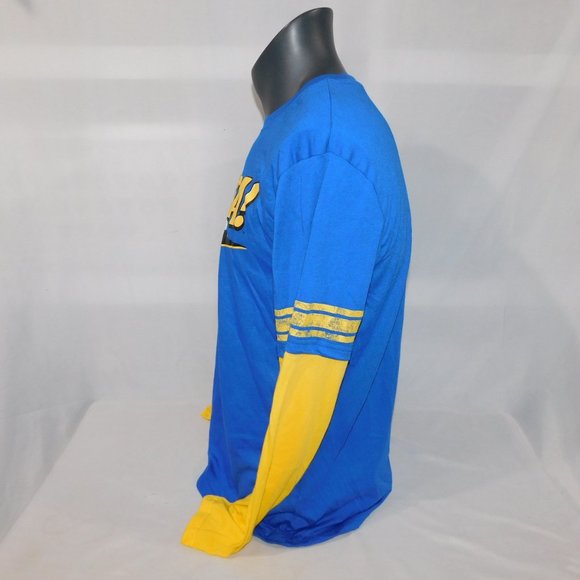 The BIg Bang Theory BAZINGA Blue yellow Long Sleeve crew neck Shirt M - Picture 5 of 6